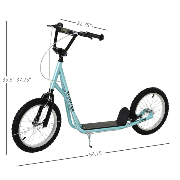 English Elm Aosom Youth Kick Scooter Steel Frame Inflatable Wheels Dual Brakes Adjustable Bar Blue W2225P217071