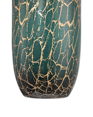 Currey & Company Vitry Mouthblown Glass Vase - Unique Dark Teal & Gold Swirl Design, Artistic Home Decor Accent Green Glass ,Gold Powder 1200-0990-currey-company