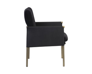 Sunpan Bellevue Lounge Chair - Elegant Upholstered Design with Antique Brass Frame and Unique Textures Abbington Black / Bravo Black