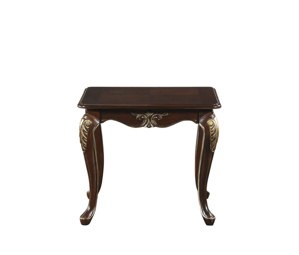 English Elm 1pc Traditional Croydon Cocktail Table in Dark Cherry Finish with Gold Tipping and Cabriole Legs, Elegant Living Room Accent Cherry 42.5 L x 31 W x 8 H B011P387131