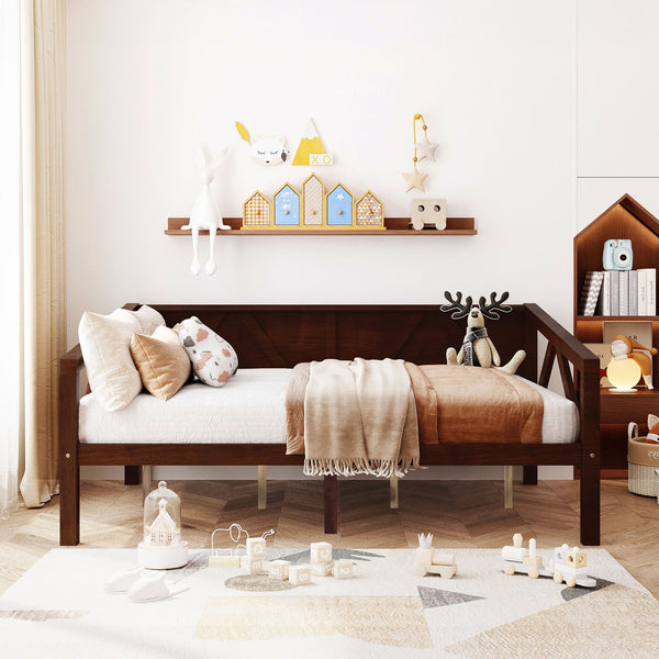 English Elm Twin Daybed Frame Solid Pine Sofa Bed for Guest Room Studio or Teen Bedroom Espresso N708P266726P