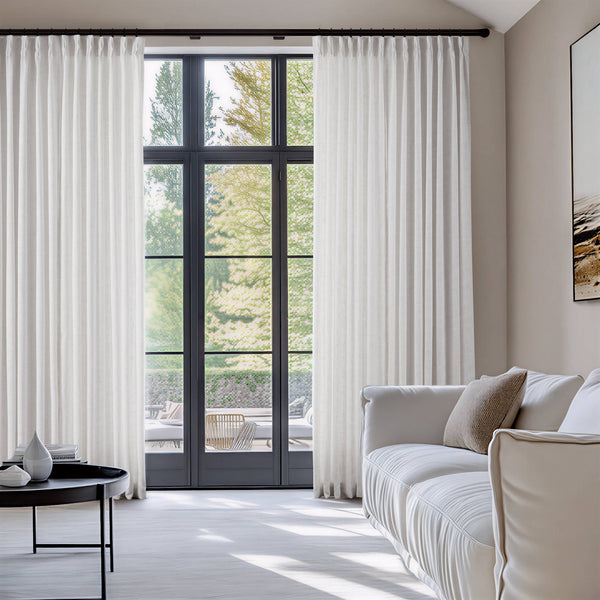 English Elm 2-piece Pinch Pleat Poly Linen Curtain Panels Tailored Formal Drape for Any Room White B035P482980