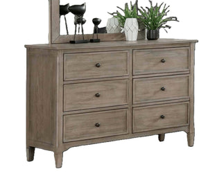 English Elm Transitional Wire-brushed Gray Wood Grain Dresser with Black Round Knobs for Bedroom B2741P460176