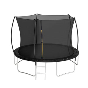 English Elm 12ft Trampoline Curved Pole Enclosure Net Galvanized Steel Frame Kids Adults Ladder W285P233603