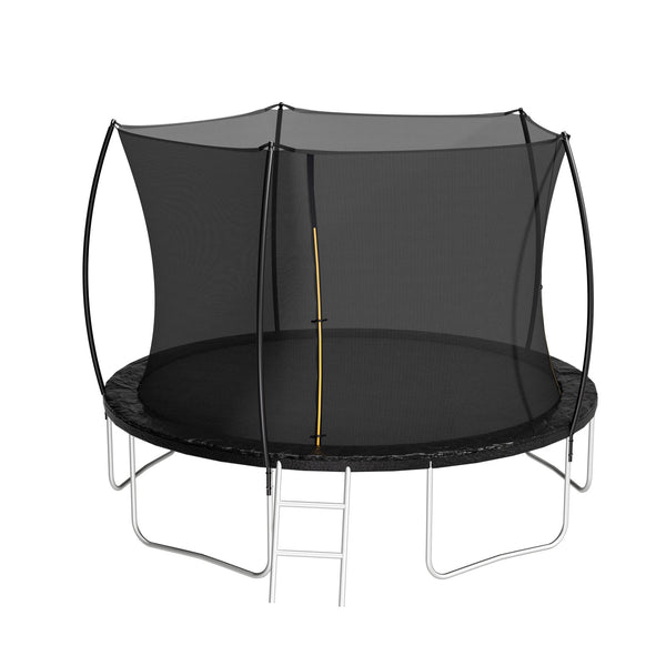 English Elm 12ft Trampoline Curved Pole Enclosure Net Galvanized Steel Frame Kids Adults Ladder W285P233603