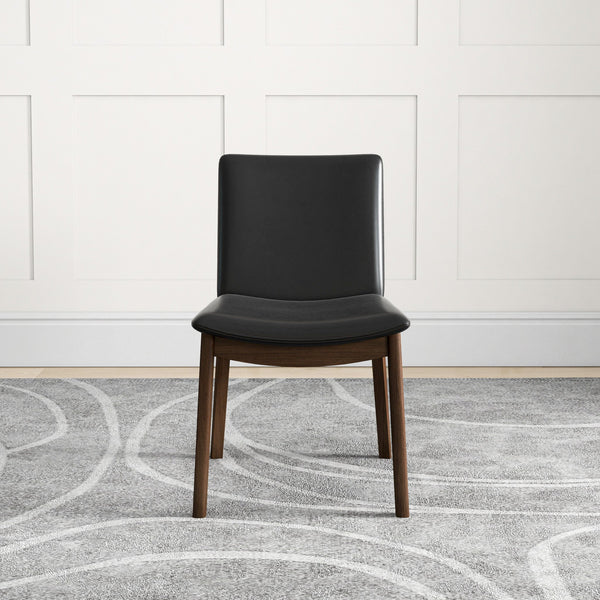 English Elm Solid Wood Frame Mid-century Dining Chairs Set of 2 with Curved Back Black Upholstery B183P201767