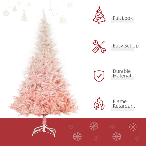 English Elm Homcom 6Ft Pink Unlit Spruce Christmas Tree With 800 Tips - Realistic, Customizable & Durable Décor W2225P229761