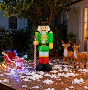 English Elm Light-up Inflatable Nutcracker Soldier 12 Ft Tall Led Yard Holiday Lawn Display T3971P416695