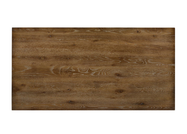 English Elm Martha Weathered Oak Counter Height Table with Open Storage Shelf, Solid Wood Veneer, 70 lb Top Load B2726P287571