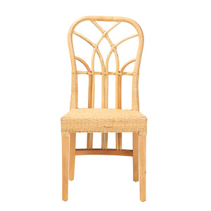 English Elm Mid-century Modern Solid Wood Woven Rattan Dining Chair for Organic Warm Interiors B2750P420370