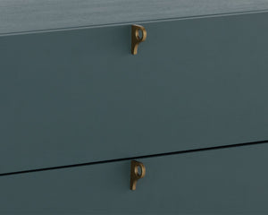 Sunpan Celine Nightstand - Elegant Two-Drawer Design with Antique Brass Feet for a Luxe Bedroom Retreat Large - 30W x 17.75D x 23H