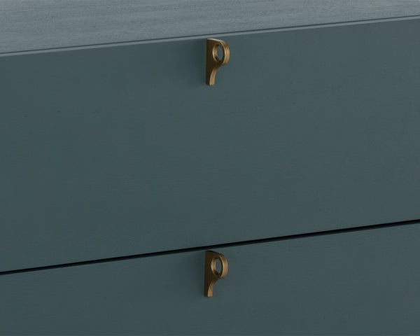 Sunpan Celine Nightstand - Elegant Two-Drawer Design with Antique Brass Feet for a Luxe Bedroom Retreat Large - 30W x 17.75D x 23H