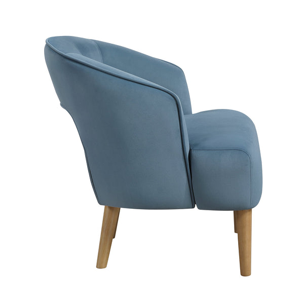 English Elm Luxury Velvet Barrel Accent Chair with Plush Pocket Coil Seat and Solid Wood Legs, Stylish Comfort Blue 27.5 L x 26.5 W x 22 H B011P308022