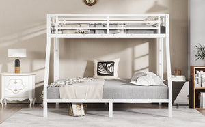 English Elm Metal Twin Over Full Bunk Bed White Steel Frame Space Saving Slat Support for Teens W1580P383994