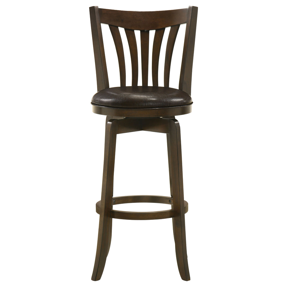 English Elm Decker Dark Cherry Swivel Bar Stool with Faux Leather Seat, 360° Rotation, Elegant Slat Back Finish B062P299929