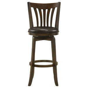 English Elm Decker Dark Cherry Swivel Bar Stool with Faux Leather Seat, 360° Rotation, Elegant Slat Back Finish B062P299929