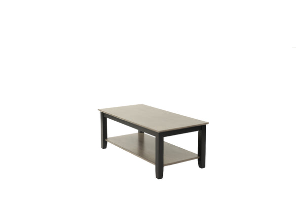English Elm Gray Modern Two-Tone 47" Coffee Table with Walnut Veneer Top, Solid Rubberwood Legs & Shelf Storage B011P396179