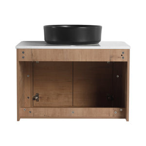 English Elm 72'' Wall-Mounted Bathroom Vanity With Elegant Ceramic Sink, Soft-Close Doors & Ample Storage Space W999S00417