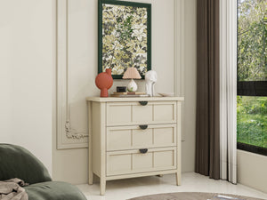 English Elm 3 Drawer Cabinet - Elegant Farmhouse Storage Solution For Bedroom, Living Room, Or Study Decor W688P225267