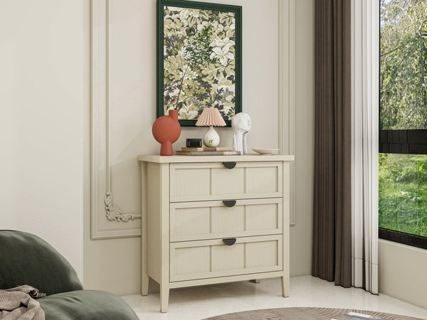 English Elm 3 Drawer Cabinet - Elegant Farmhouse Storage Solution For Bedroom, Living Room, Or Study Decor W688P225267