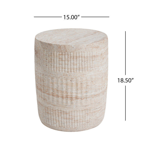 English Elm Christopher Knight Home® - Outdoor/Indoor Lightweight Concrete Side Table - Versatile Beige Travertine Accent For Any Space N773P253794Z