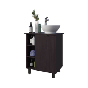 English Elm FM Floating Bathroom Vanity with Integrated Sink and Soft-Close Cabinet for Sleek Modern Storage Wenge 28.7 L x 28.7 W x 11.4 H B128P335855