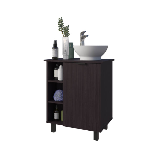 English Elm FM Floating Bathroom Vanity with Integrated Sink and Soft-Close Cabinet for Sleek Modern Storage Wenge 28.7 L x 28.7 W x 11.4 H B128P335855
