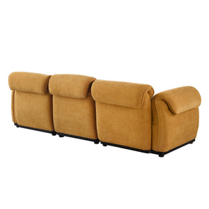 English Elm 102 Inch Linen Modular Sectional Sofa with Hidden Storage and Cloud Cushion Comfort Yellow W1099S00201