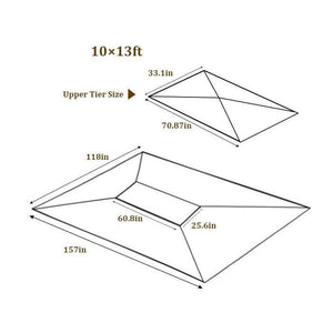 English Elm 13x10 Ft Double Roof Gazebo Replacement Canopy Uv Resistant Polyester Outdoor Cover W41941991
