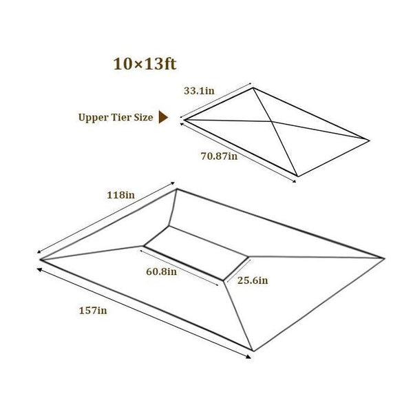 English Elm 13x10 Ft Double Roof Gazebo Replacement Canopy Uv Resistant Polyester Outdoor Cover W41941991