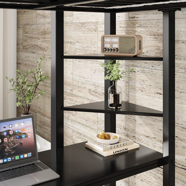 English Elm Loft Bed With Desk And Storage, Full Size Metal Frame For Teens, Stylish Space-Saving Design W2904S00003