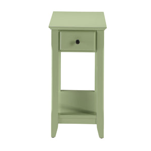 English Elm Light Green Mid-Century Accent Table with Drawer & Shelf, Compact Storage for Small Spaces, Stylish Stability B062P185682