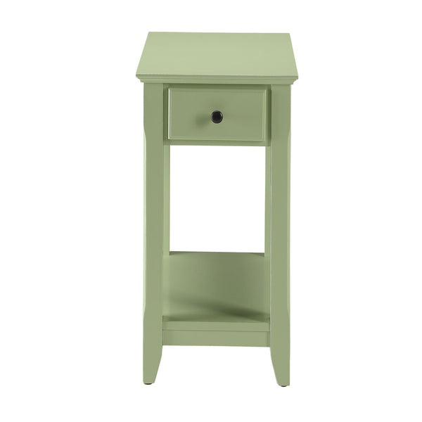 English Elm Light Green Mid-Century Accent Table with Drawer & Shelf, Compact Storage for Small Spaces, Stylish Stability B062P185682