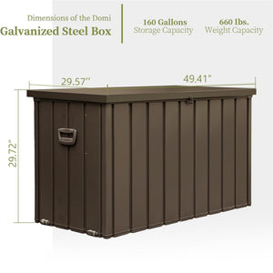 English Elm 160 Gallon Waterproof Deck Box with Galvanized Steel, Hydraulic Pistons, Rollers & Lockable Storage W1859P168272