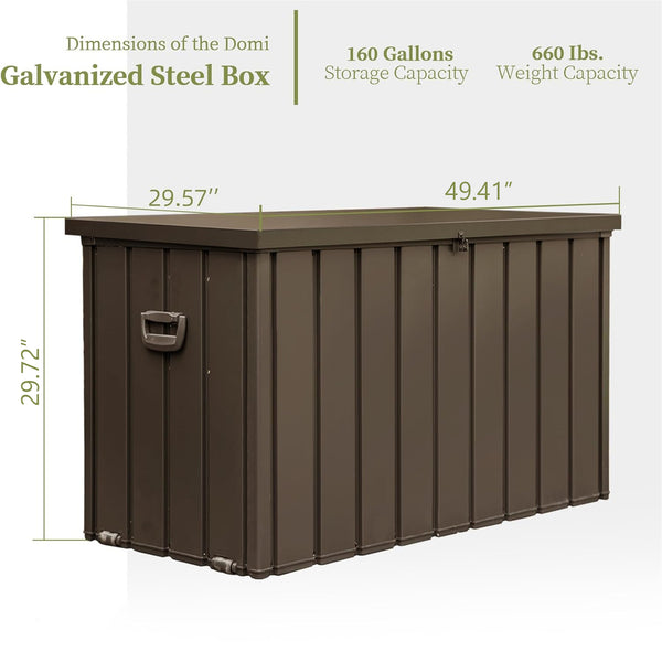 English Elm 160 Gallon Waterproof Deck Box with Galvanized Steel, Hydraulic Pistons, Rollers & Lockable Storage W1859P168272