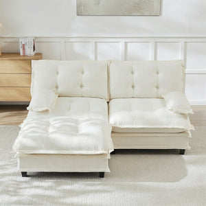 English Elm 77" Modular Cloud Sectional Chenille Couch Deep Lounge Seat with Ottoman for Living Room Beige W714S01675