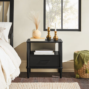 Spindle Mid-century Modern Nightstand with Drawer and Open Cubby for Stylish Storage Solutions