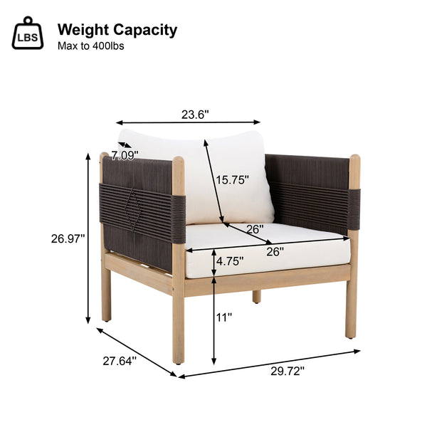 English Elm Outdoor Acacia Wood Patio Club Chair with Diamond Rope Weave and Weather Cushions N768P361445L_2