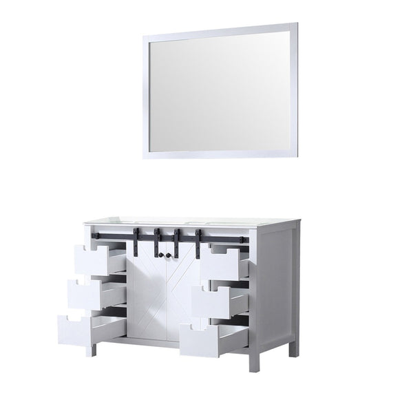 English Elm White Bath Vanity 48" W With 44" Mirror - Classic Design, Ample Storage & Hassle-Free Setup For Your Bathroom B2731S00526-GIGA