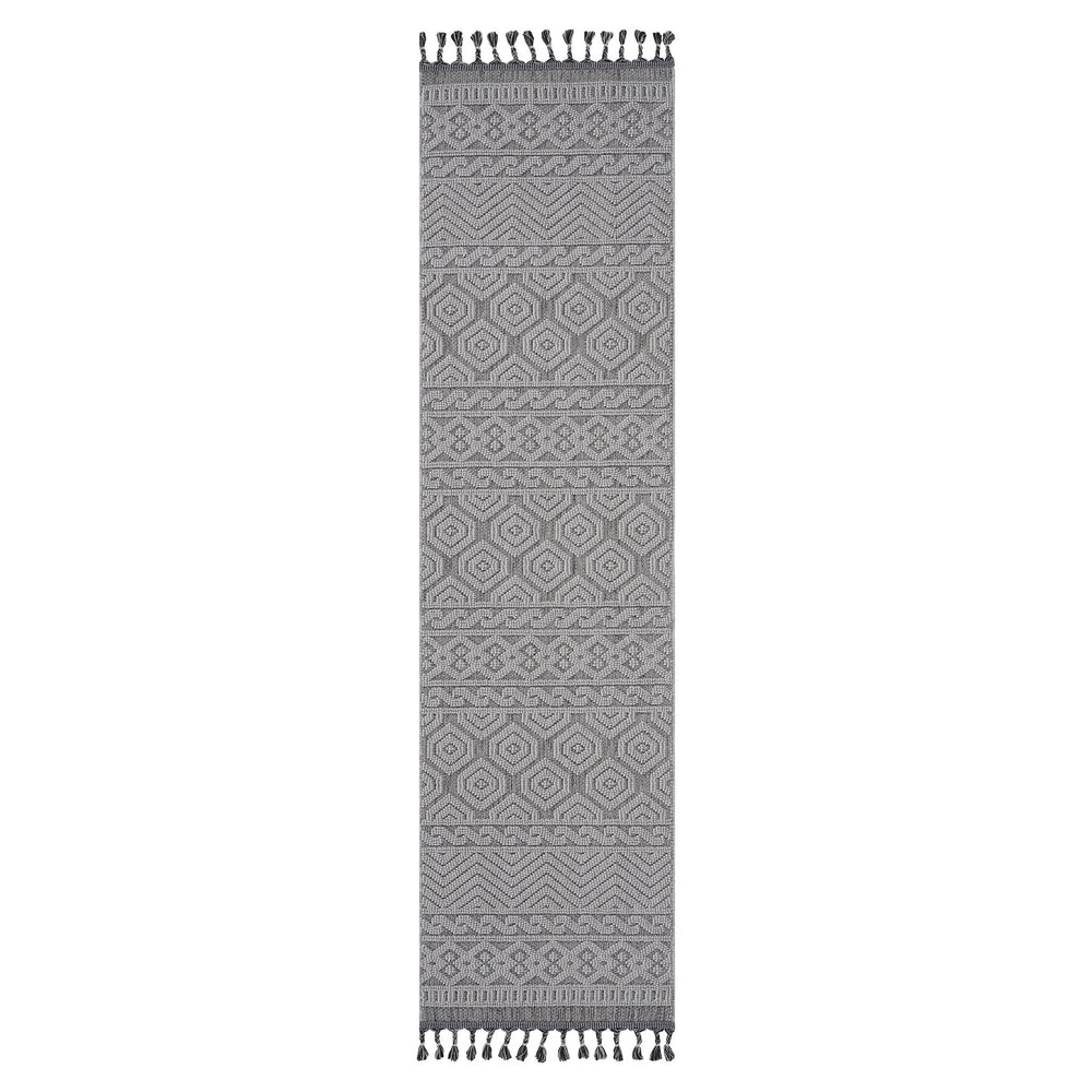 English Elm Loom Geometric Area Rug 2X8 Grey/White - Durable, Stylish Indoor/Outdoor Design For Modern Homes B335P289580