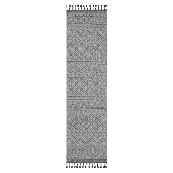 English Elm Loom Geometric Area Rug 2X8 Grey/White - Durable, Stylish Indoor/Outdoor Design For Modern Homes B335P289580