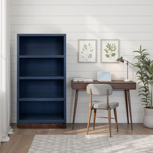 English Elm Nora Modular 60" High Bookshelf – Fully Assembled Two-Tone Alder & Poplar Shelving for Stylish Storage Blue B108P345203