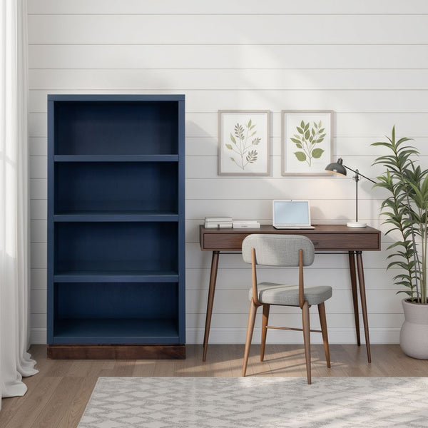 English Elm Nora Modular 60" High Bookshelf – Fully Assembled Two-Tone Alder & Poplar Shelving for Stylish Storage Blue B108P345203