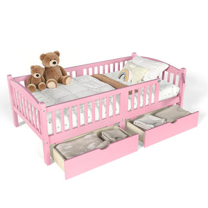 English Elm Metal Twin Over Full Bunk Bed White Steel Frame Space Saving Slat Support for Teens Pink W1580P383109