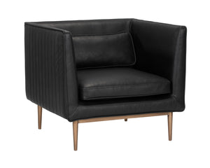 Sunpan Batavia Armchair - Bold Design with Channel Tufting, Sleek Piping, and a Stylish Bronze Base Vintage Black