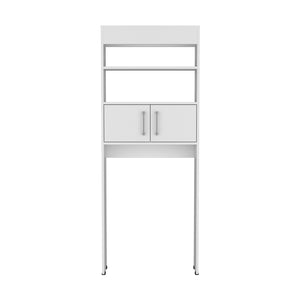 English Elm Madrid White Over-Toilet Cabinet with Double Doors & Two Shelves, MDF Storage, Sleek 24.56" W x 8" D x 63" H B070P337170