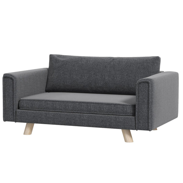 English Elm Pawhut Elevated Dog Sofa For Small & Medium Pets - Cozy, Washable Cushions & Durable Design, Gray W2225P217300-GIGA