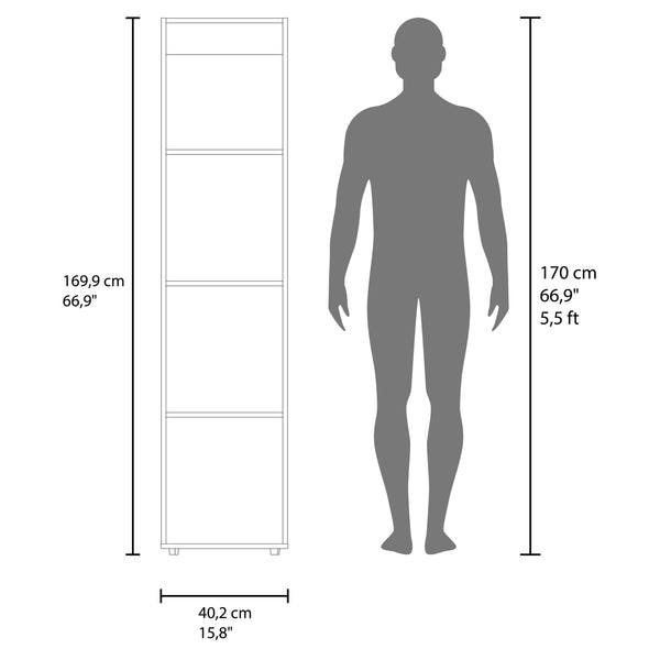 English Elm White Slim Particleboard Storage Cabinet with Four Shelves for Small Bedroom or Hallway B062P483769