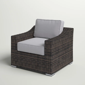 English Elm Fully Wicker Patio Chair with Cushion, Rust-Resistant Aluminum Frame, UV Weather-Resistant Comfortable Seat Espresso B120P205860
