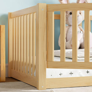 English Elm Twin Floor Bed Pine Wood Frame with Guardrails and Door for Safe Toddler Sleep Natural W1580P417669